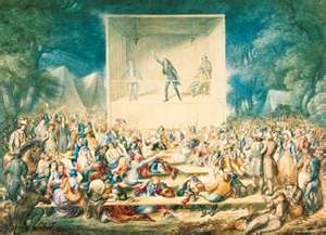 Second Great Awakening Revival  "No person seemed to wish to go home - hunger and sleep seemed to affect nobody - eternal things were the vast concern" - American Minute with Bill Federer