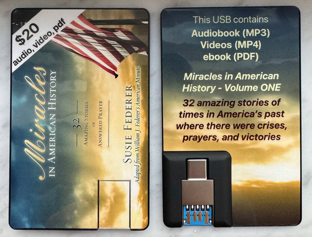 USB - Miracles in American History: Vol. ONE (40 video episodes-contents of all 4 DVDs), plus audio MP3 and readable PDF